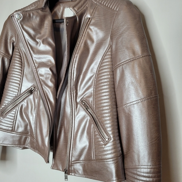 Bar III Rose Gold Quilted Moto Jacket - Picture 12 of 16